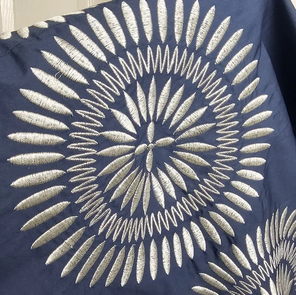 Oscar De La Renta Mid-length Blue Cotton dress Size 16 - Picture 6 of 10